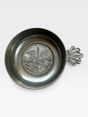 Vintage Pewter "Souvenir de Paris" Porringer Trinket Dish or Tray